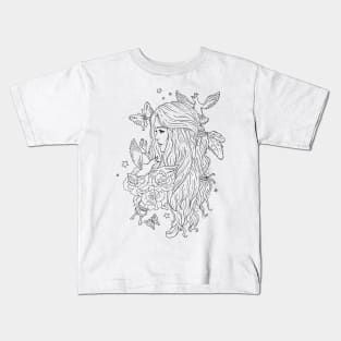 Woman Aesthetic Line Art Kids T-Shirt